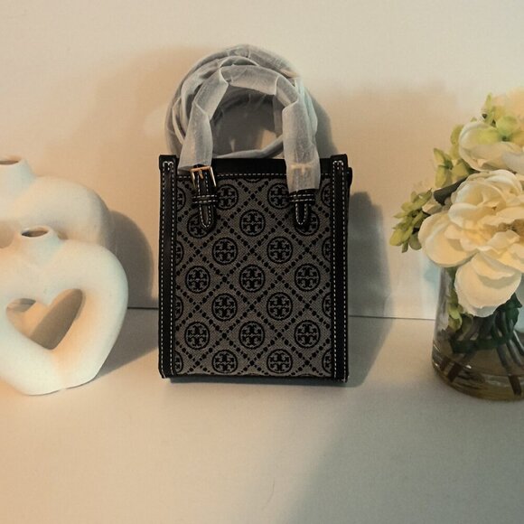 Tory Burch brand new!!! MINI T MONOGRAM TOTE- Cute as a crossbody as well! - Picture 1 of 7